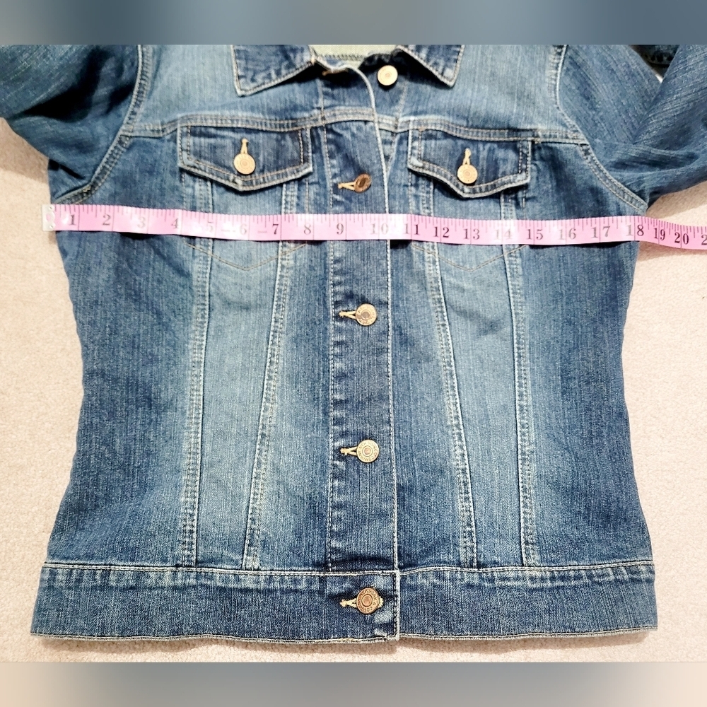 New York And Co Women’s Stretch Denim Jacket Size 4 Blue Classic Fitted Jean - Picture 8 of 14